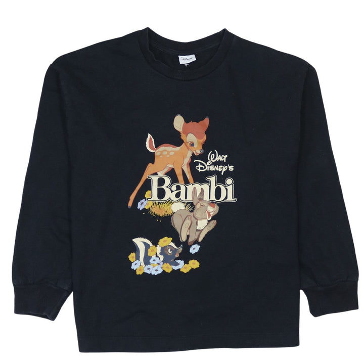 Disney Tu Women's Black Bambi Sweatshirt Size 14 Cotton Blend
