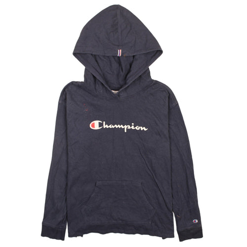 Champion Men's Blue Pullover Hoodie M Logo Sports Cotton