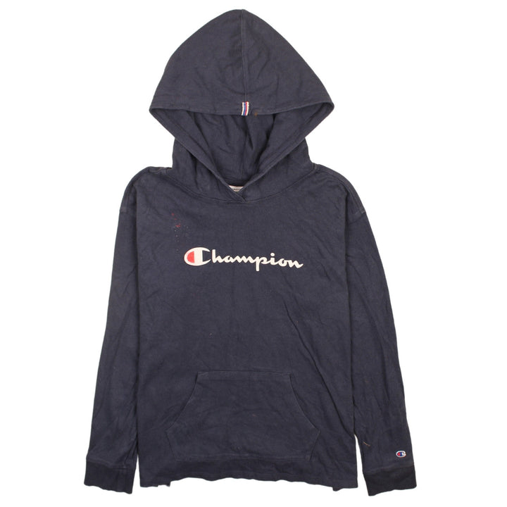 Champion Men's Blue Pullover Hoodie M Logo Sports Cotton