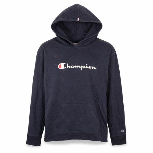 Champion Men's Blue Pullover Hoodie M Logo Sports Cotton