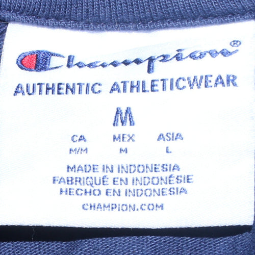 Champion Men's Blue Pullover Hoodie M Logo Sports Cotton
