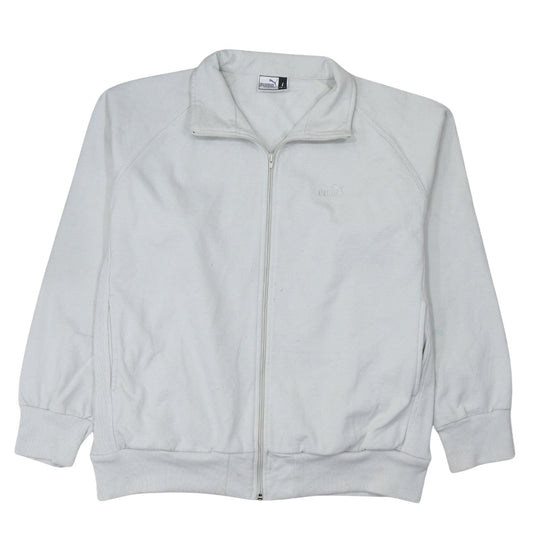 Puma Men's White Full Zip Sweatshirt L High Neck Logo Jacket