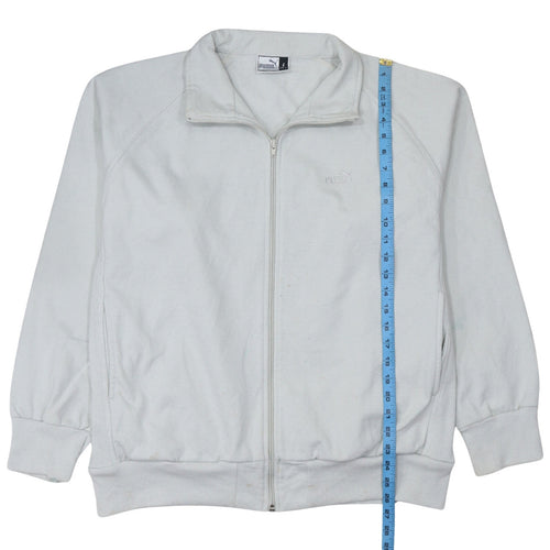 Puma Men's White Full Zip Sweatshirt L High Neck Logo Jacket