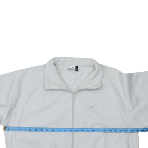 Puma Men's White Full Zip Sweatshirt L High Neck Logo Jacket