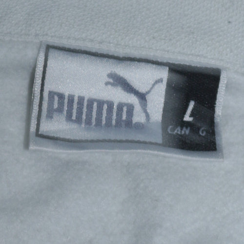 Puma Men's White Full Zip Sweatshirt L High Neck Logo Jacket
