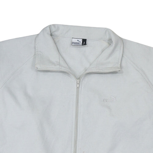 Puma Men's White Full Zip Sweatshirt L High Neck Logo Jacket