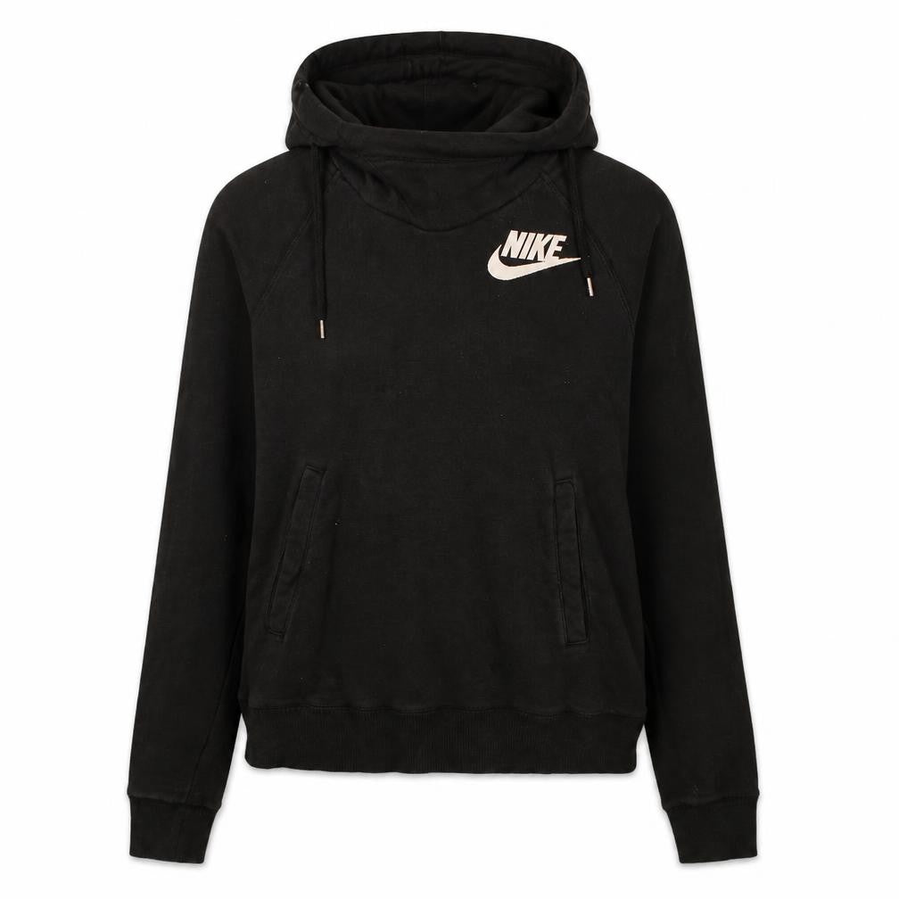 Front view of Nike women’s black pullover hoodie l hooded sweatshirt