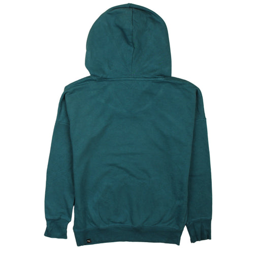 Puma Womens Teal Green Hoodie Size 10 Pullover Logo Cotton Blend