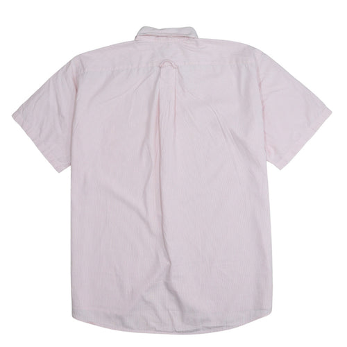 Lacoste Men's Pink Striped Short Sleeve Button-Up Shirt Size L