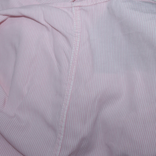 Lacoste Men's Pink Striped Short Sleeve Button-Up Shirt Size L
