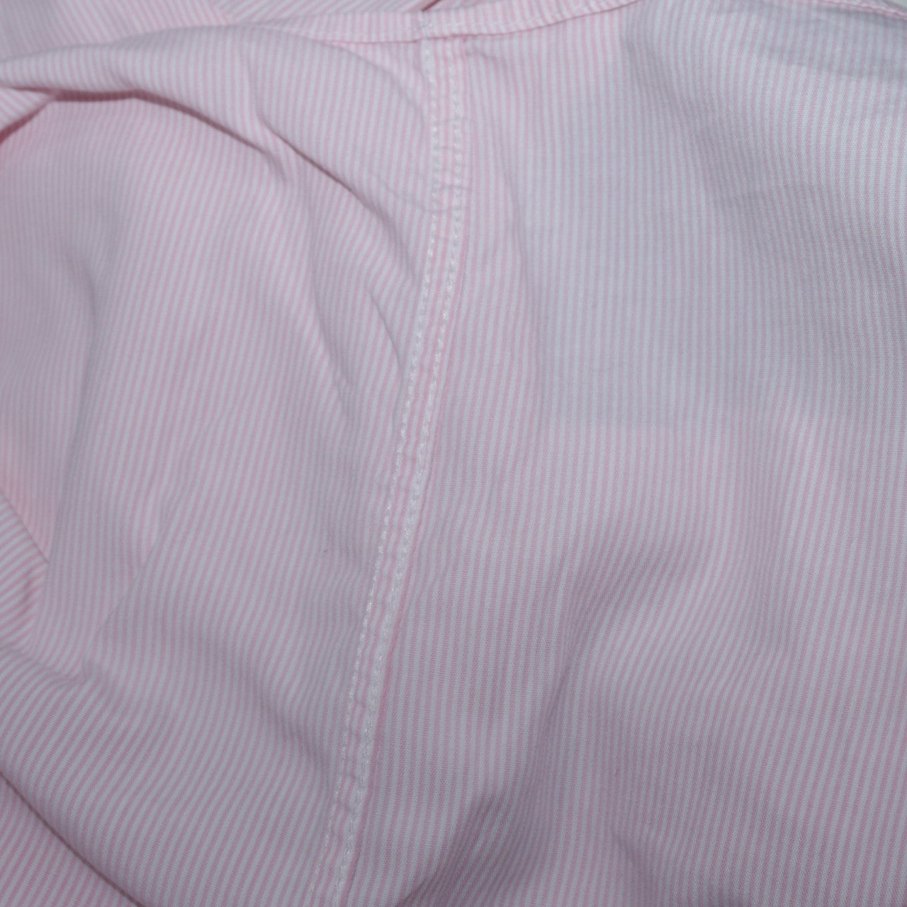 Lacoste Men's Pink Striped Short Sleeve Button-Up Shirt Size L