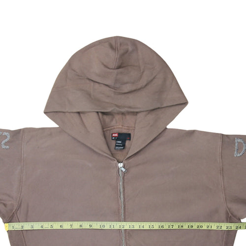 Diesel Men’s Brown Full Zip Hoodie L Logo Sleeve Cotton