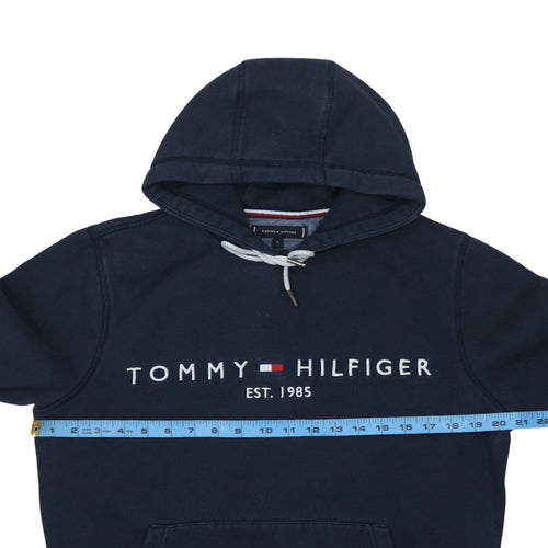 Tommy Hilfiger Men's Blue Pullover Hoodie Small Logo Fleece