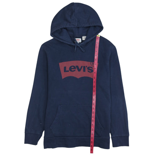 Levi's Men's Navy Blue Pullover Hoodie Size M Logo Cotton Sweatshirt