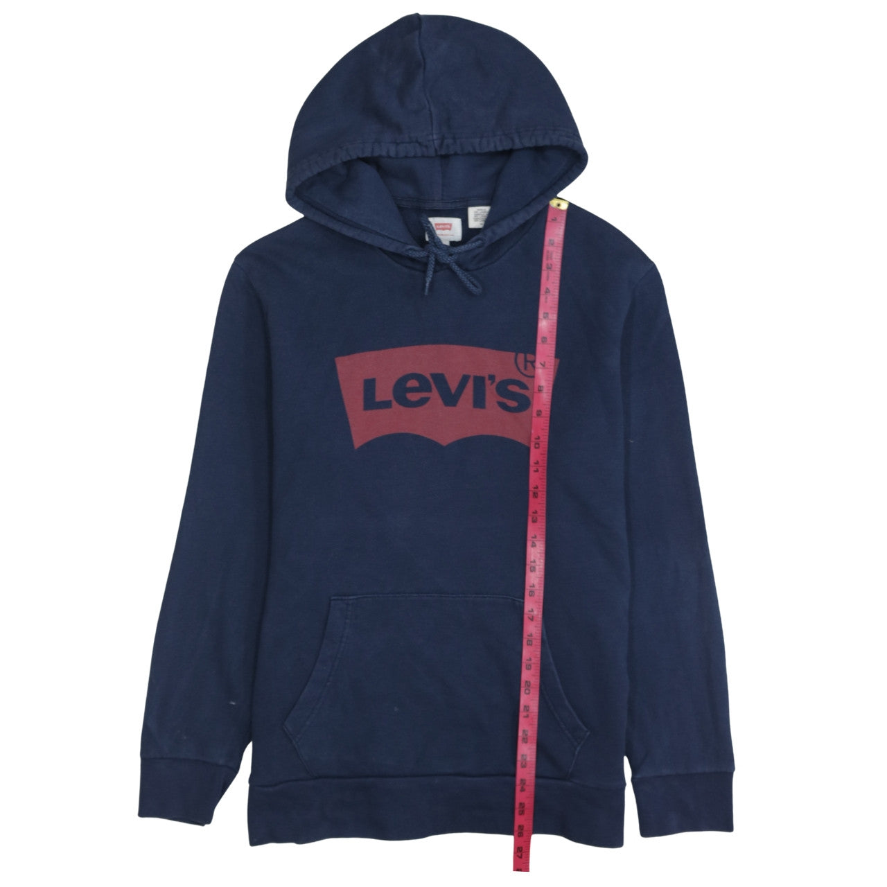 Levi's Men's Navy Blue Pullover Hoodie Size M Logo Cotton Sweatshirt