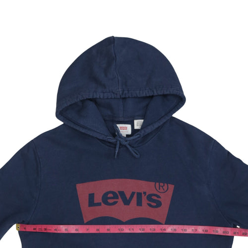 Levi's Men's Navy Blue Pullover Hoodie Size M Logo Cotton Sweatshirt