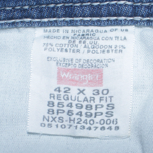 Wrangler Men's Blue Regular Fit Straight Denim Jeans 42x30
