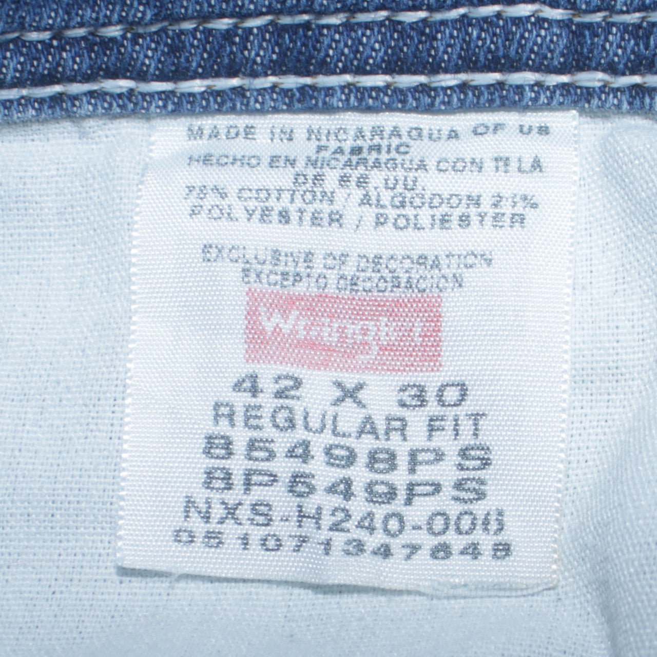 Wrangler Men's Blue Regular Fit Straight Denim Jeans 42x30