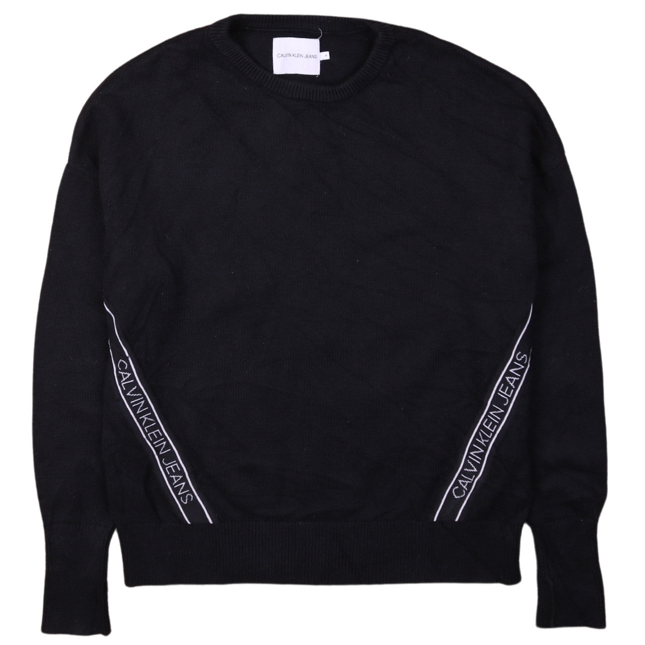 Calvin Klein Jeans Men's Black Cotton Crew Neck Jumper L
