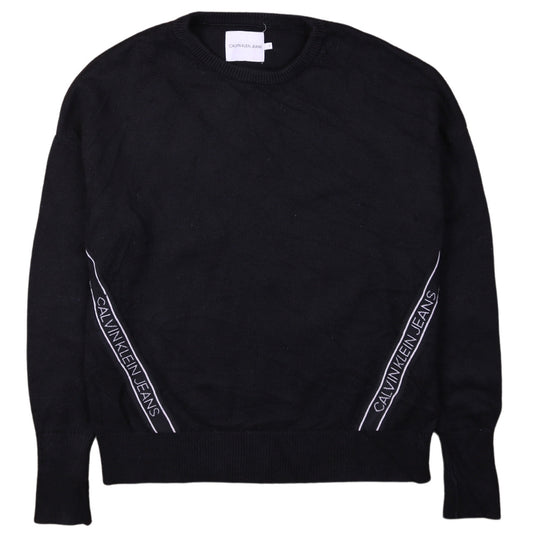 Calvin Klein Jeans Men's Black Cotton Crew Neck Jumper L