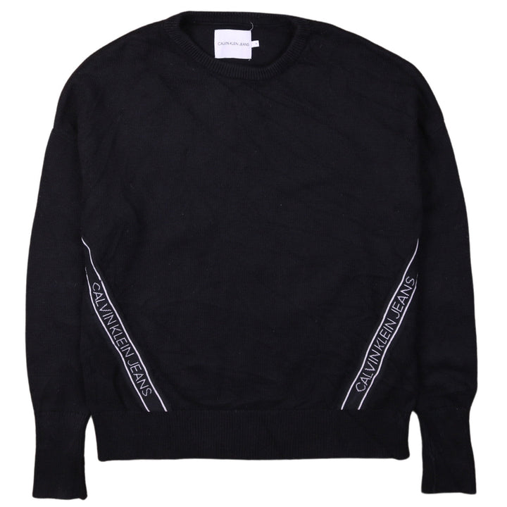 Calvin Klein Jeans Men's Black Cotton Crew Neck Jumper L