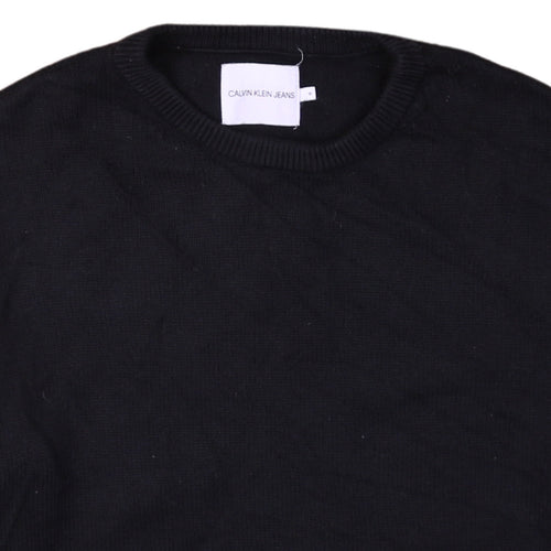 Calvin Klein Jeans Men's Black Cotton Crew Neck Jumper L