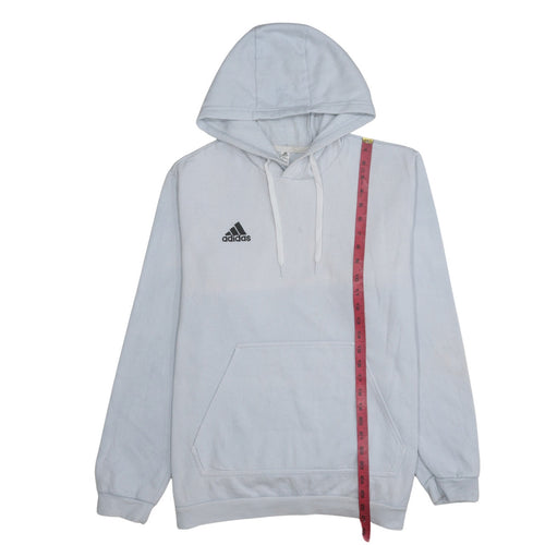 adidas Men's White Pullover Hoodie L Sports Fleece Logo