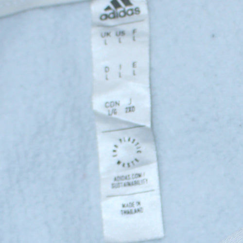 adidas Men's White Pullover Hoodie L Sports Fleece Logo