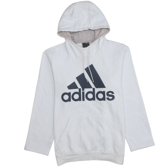 Adidas Women's White Pullover Hoodie Size M Logo Print Cotton Blend