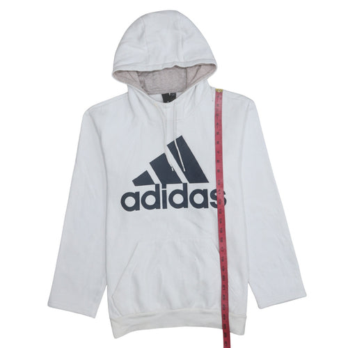 Adidas Women's White Pullover Hoodie Size M Logo Print Cotton Blend