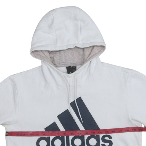 Adidas Women's White Pullover Hoodie Size M Logo Print Cotton Blend