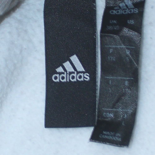 Adidas Women's White Pullover Hoodie Size M Logo Print Cotton Blend