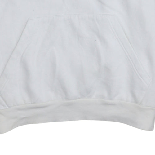 Adidas Women's White Pullover Hoodie Size M Logo Print Cotton Blend