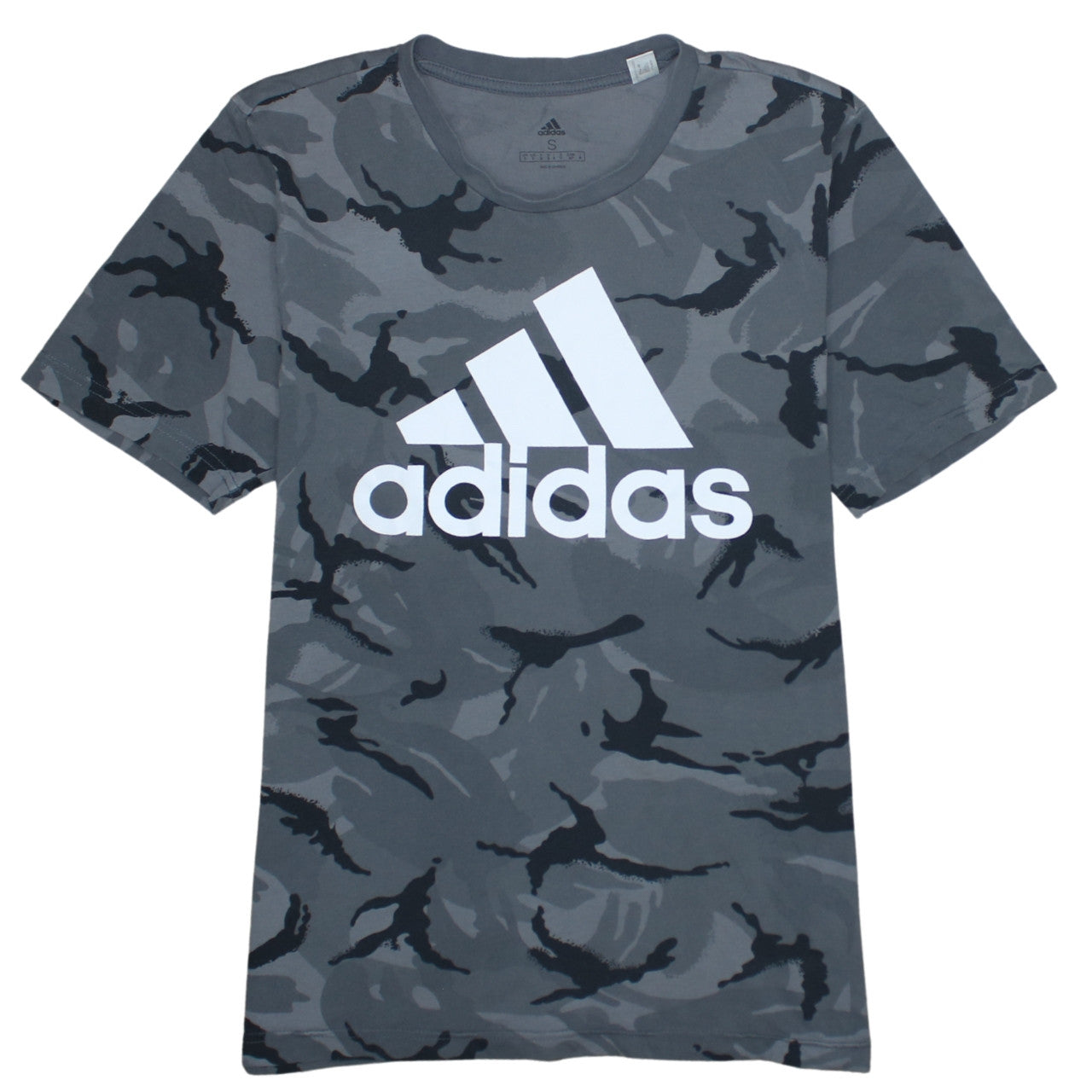 adidas Men's Grey Camouflage Crew Neck Short Sleeve T-Shirt Size S