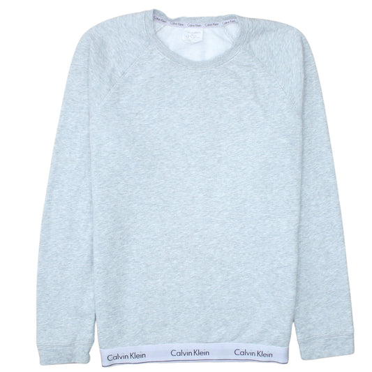 Calvin Klein Women Grey Crew Neck Pullover Sweatshirt M Cotton Blend