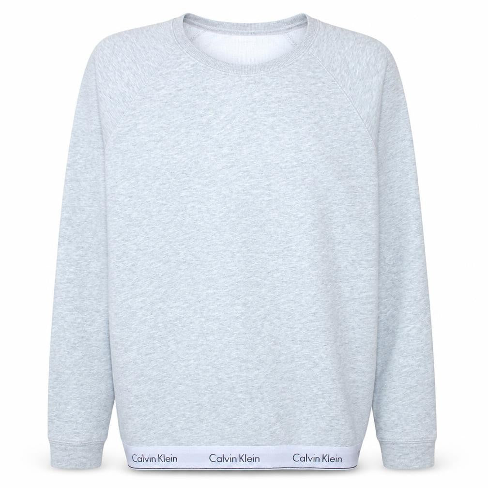 Calvin Klein Women Grey Crew Neck Pullover Sweatshirt M Cotton Blend
