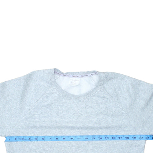 Calvin Klein Women Grey Crew Neck Pullover Sweatshirt M Cotton Blend
