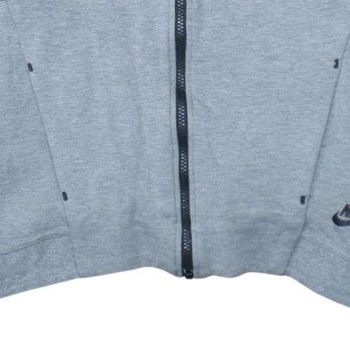Nike Men's Grey Full Zip Hoodie Small Polyester Cotton