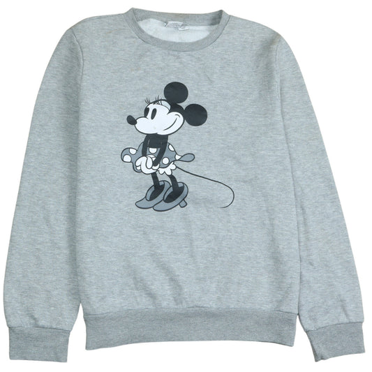 Disney Women Grey Minnie Mouse Sweatshirt Size M 10/12 Cotton Blend