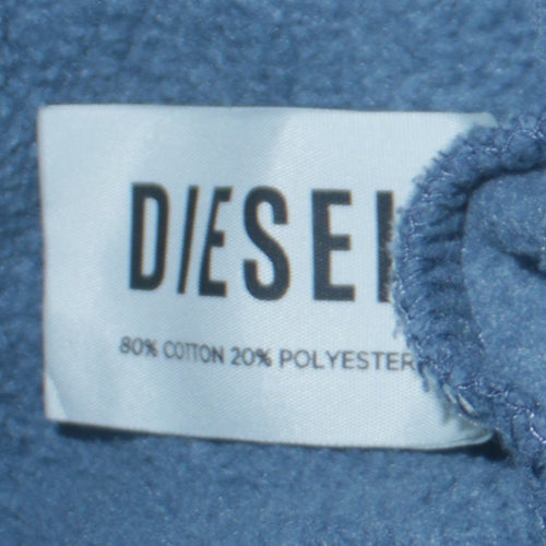 Diesel Men’s Blue Pullover Hoodie Size S Cotton Blend Fleece