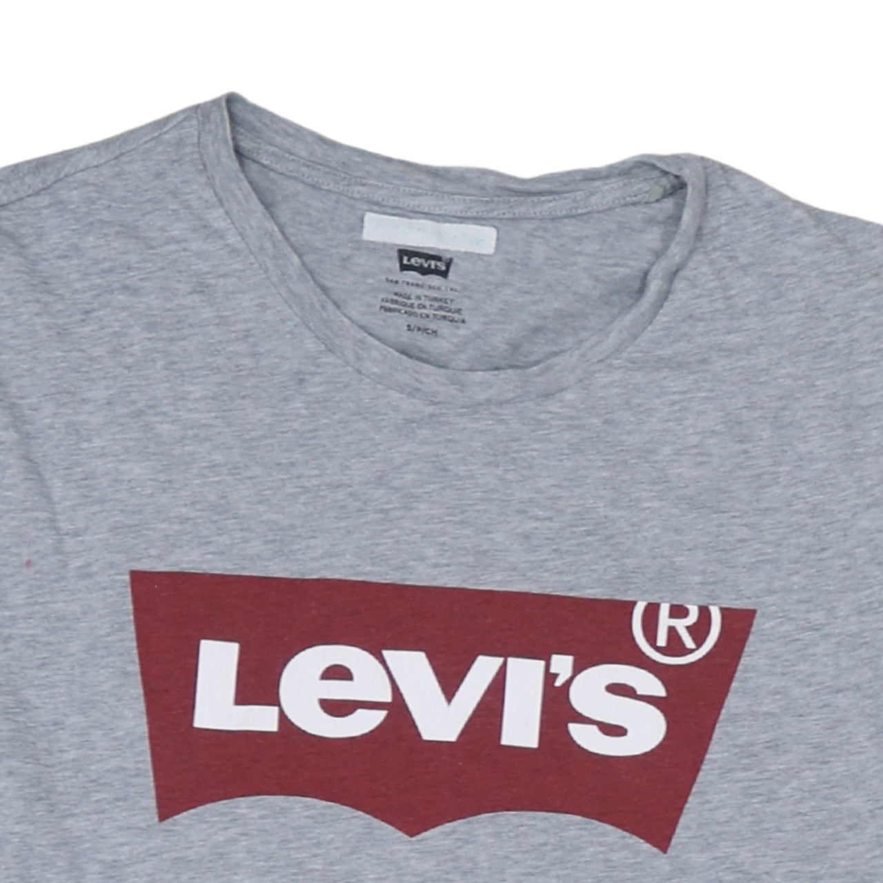 Levi's Men's Grey Logo Graphic Crew Neck Short Sleeve T-Shirt Size S