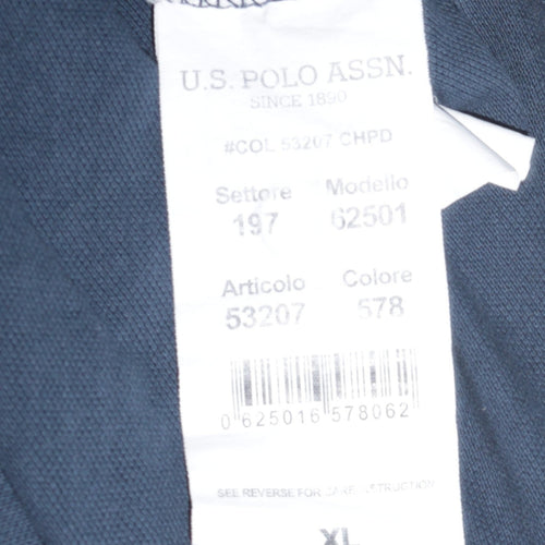 U.S. Polo Assn. Men's Blue XL Short Sleeve Cotton Polo Shirt