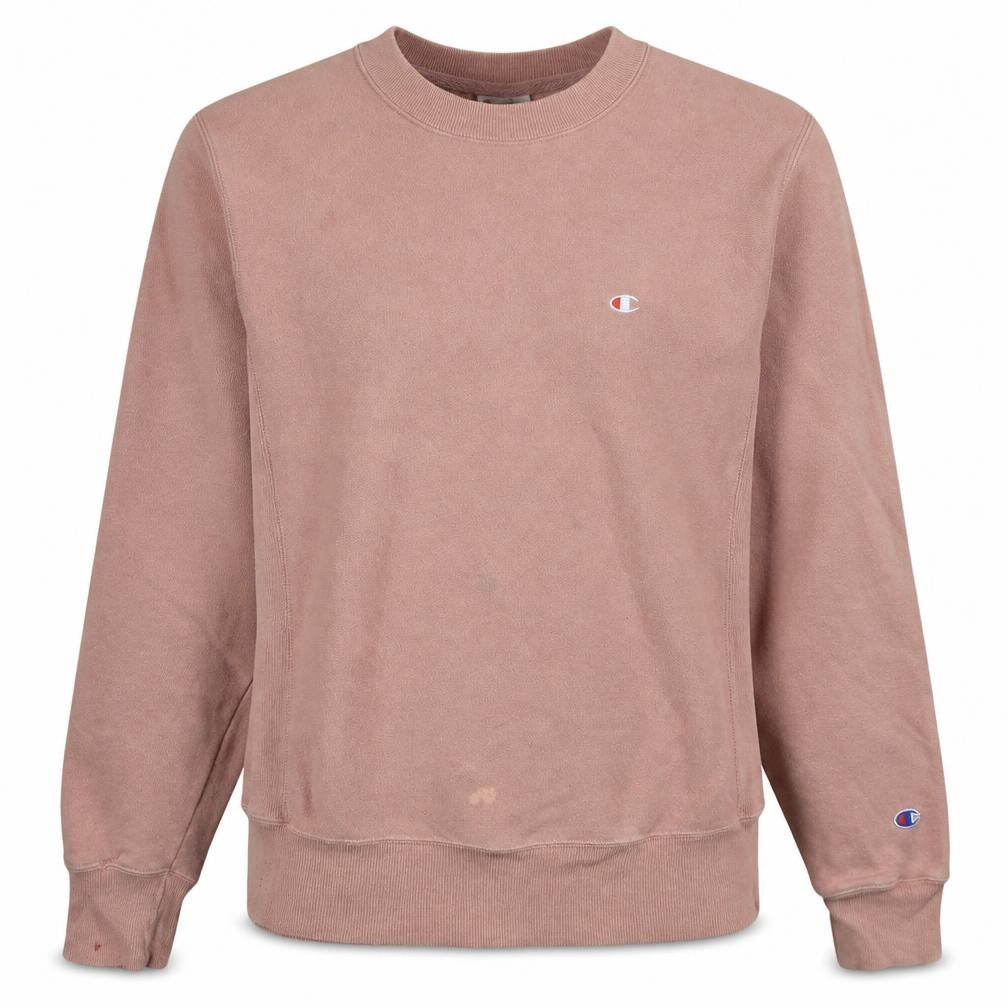 Front view of Champion Men's Pink Reverse Weave XS Pullover Sweatshirt