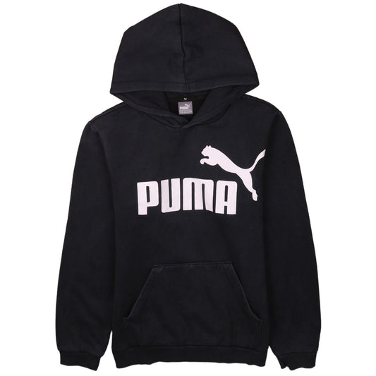Puma Boys Black XL Pullover Hoodie with Logo Print