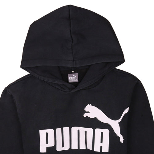 Puma Boys Black XL Pullover Hoodie with Logo Print