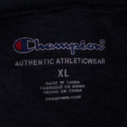 Champion Mens Blue XL Pullover Hoodie Logo Fleece Sweatshirt