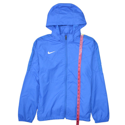 Nike Boys Blue Hooded Windbreaker Jacket 12-13 Years Full Zip Lightweight