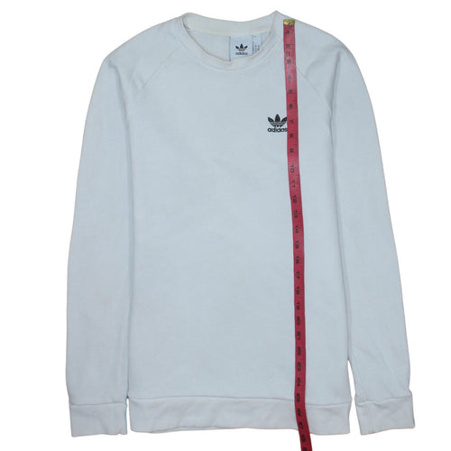 adidas Men's White Crew Neck Logo Pullover Sweatshirt Size S