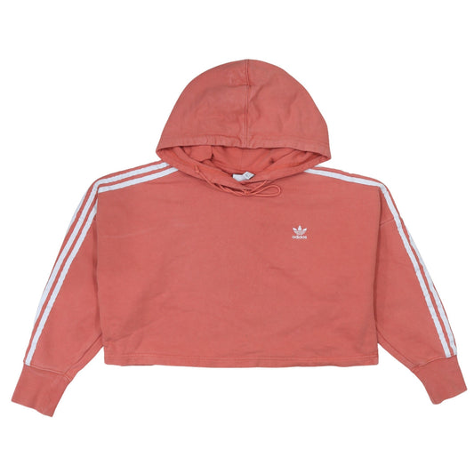 Adidas Women’s Coral 3-Stripes Crop Hoodie Size 8 Cotton Pullover