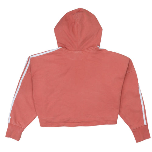 Adidas Women’s Coral 3-Stripes Crop Hoodie Size 8 Cotton Pullover
